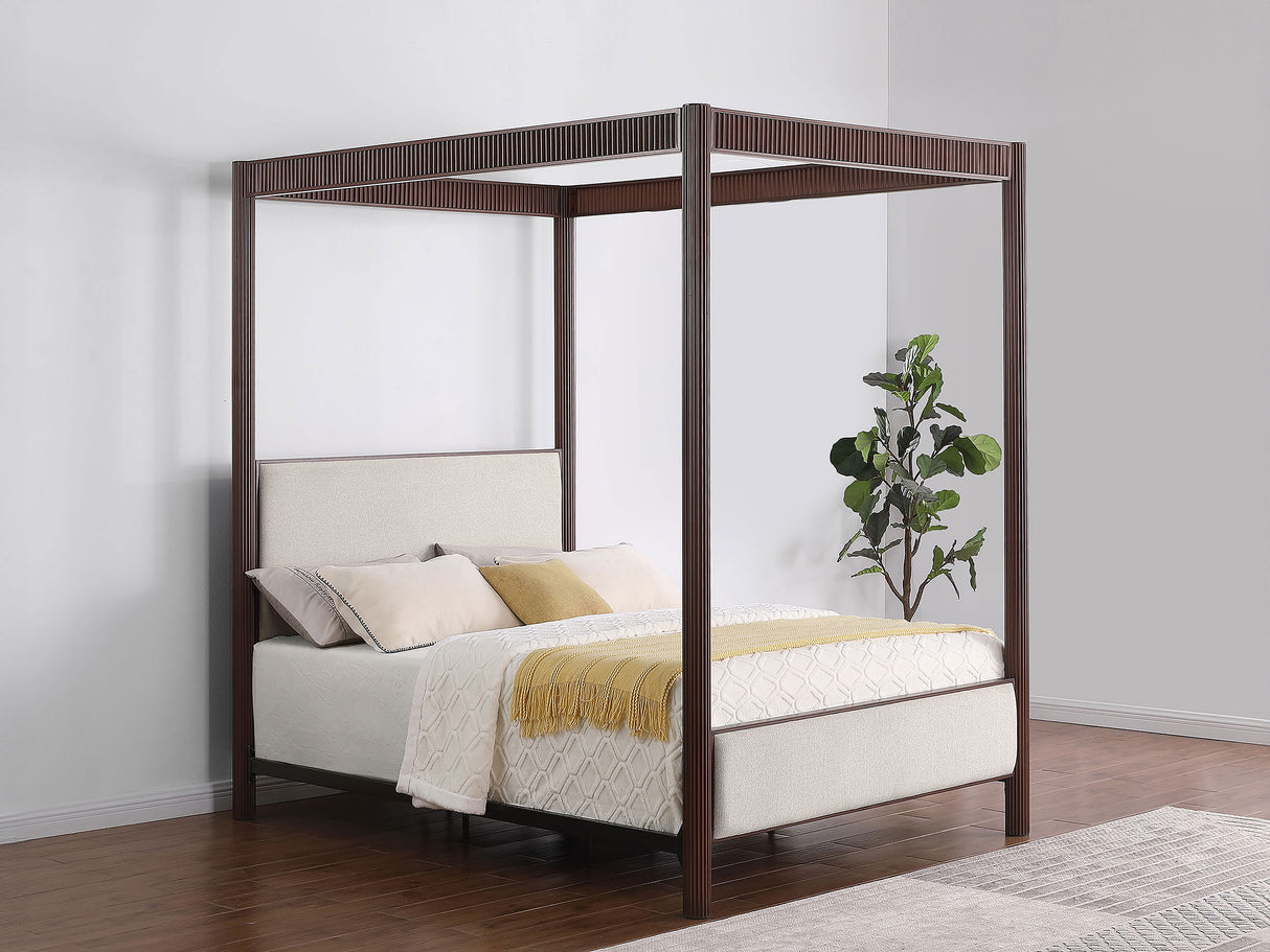 Zimmerlee 89-Inch Metal Eastern King Canopy Bed, Rust Brown
