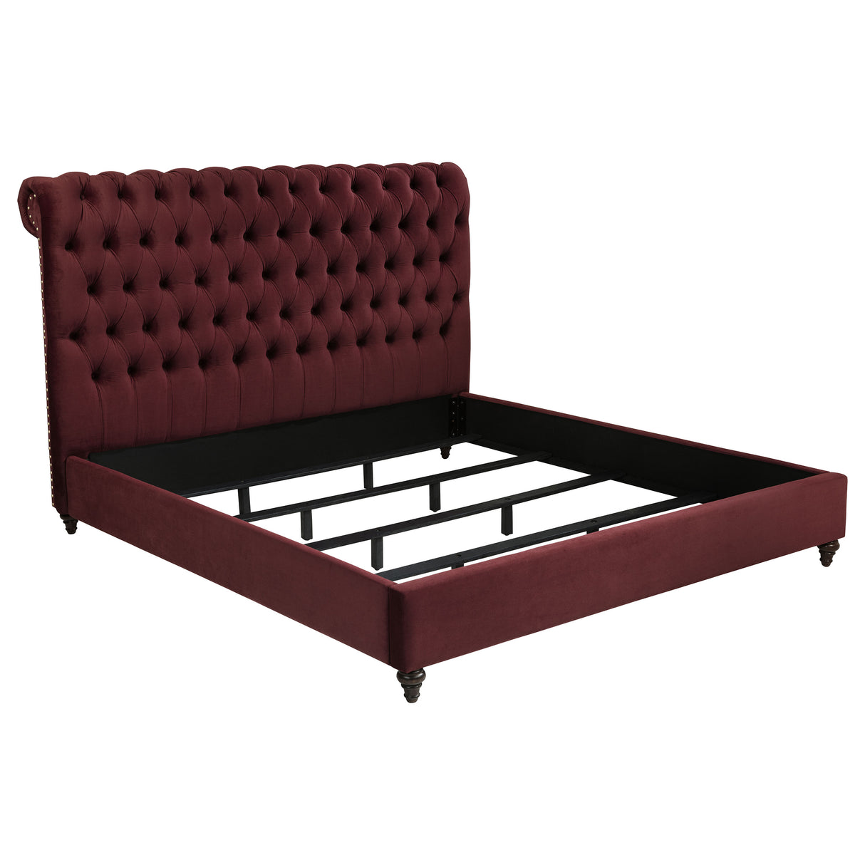 Devon Upholstered California King Panel Bed in Wine Red