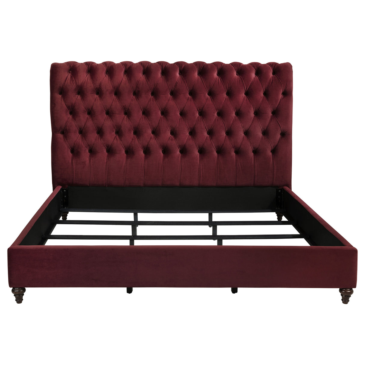 Devon Upholstered California King Panel Bed in Wine Red