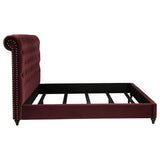 Devon Upholstered California King Panel Bed in Wine Red
