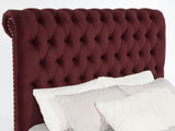 Devon Upholstered California King Panel Bed in Wine Red