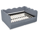 Gingham Daybed With USB Charging Port, Wave-Shaped Design