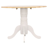 Round Dining Table With Drop Leaf Pedestal Base, Expandable Top - Natural