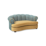 Halle - Rolled Arm Dog Sofa Bed - Gold / Blue