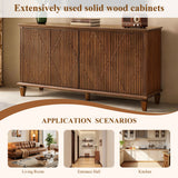 TV Stand With Carved Geometric Doors, Storage Cabinet For Living Room - Walnut