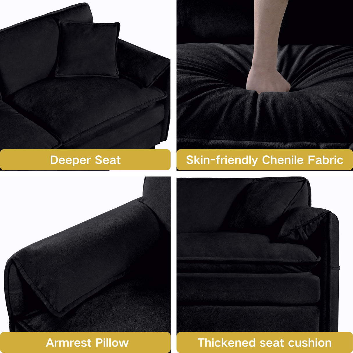 Modern Oversized Deep Seat Sectional Sofa With Pillows