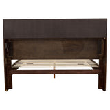 Copper - Eastern King LED Storage Bookcase Bed With Built In Shelves - Cappuccino