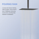 16" Square Rainfall Shower Head Fixed Wall Mount With Full Body Coverage & Self Cleaning Silicone Nozzles