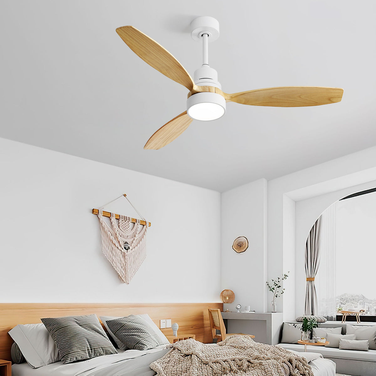 52" Integrated LED Ceiling Fan With Remote Control And Blades For Living Room