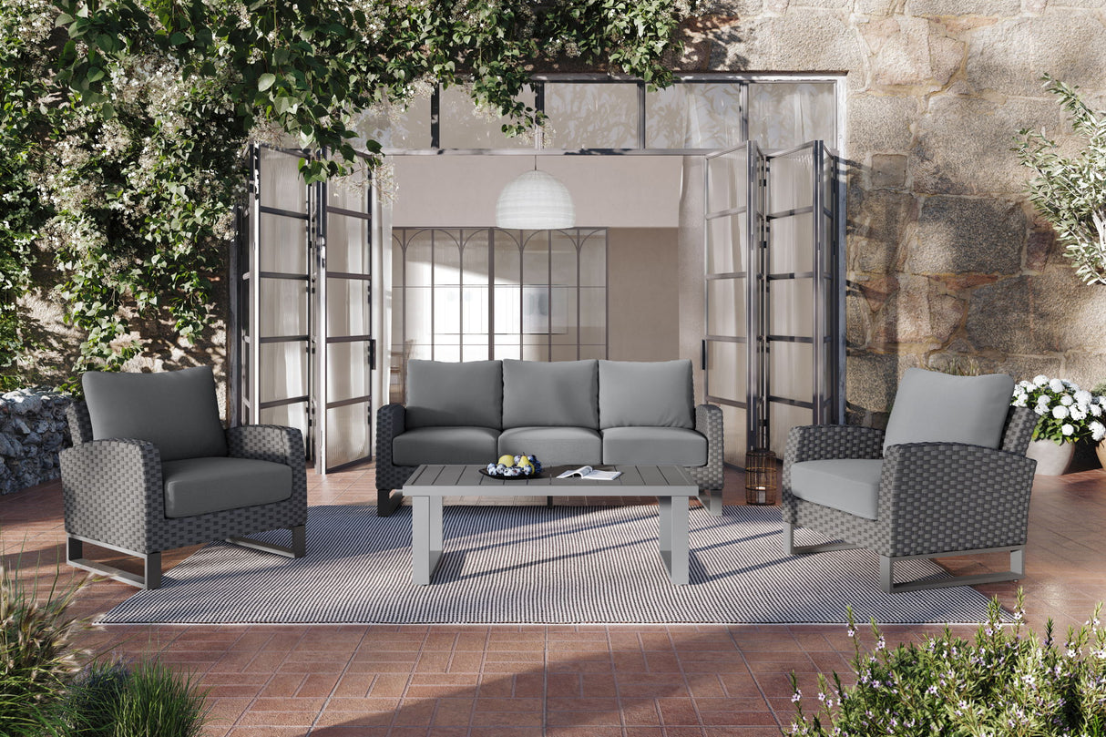 Fiji - 2 Piece Outdoor Set (Sofa & Slat Top Coffee Table Set) - Blue