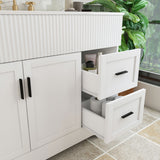 Bathroom Vanity Set, Fluted Cabinet, Soft Close Doors, 3 Faucet Holes, Sink Included - White