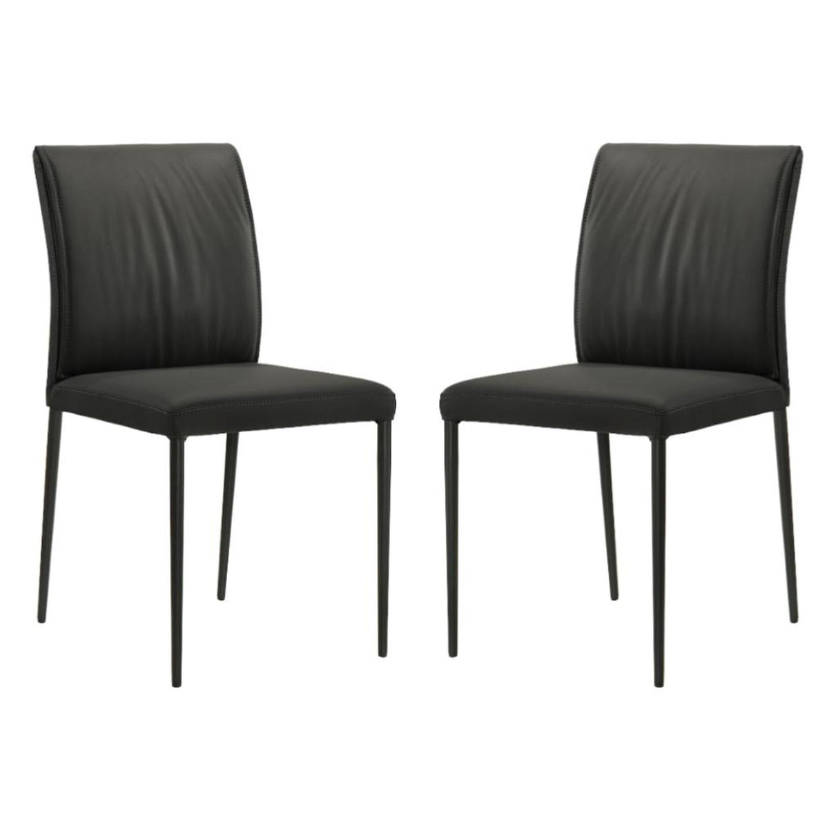 Meriam - Full Back Top Grain Leather Upholstered Metal Dining Chairs (Set of 2)