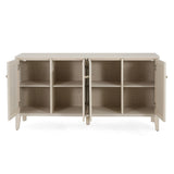 Wood Sideboard With Adjustable Shelves And Storage Cabinet - White Washed