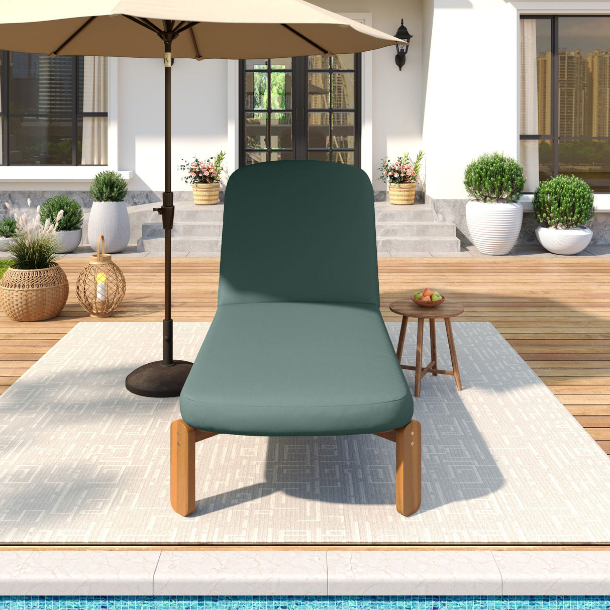 Outdoor Chaise Lounge With Adjustable Backrest