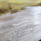 Framed Canvas Wall Art Beautiful Field Painting Wildflower Barn Print Nature Scenery Picture For Home - Blue / Pink