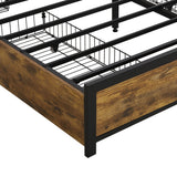 Modern Bed Frame With LED Lights, Upholstered Headboard, USB Charging