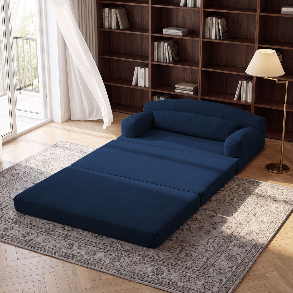 2 Seater Sofa Bed, Compact Foldable Floor Couch
