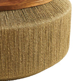 37 Inch Artisan Handwoven Seagrass and Solid Wood Coffee Table in Walnut Natural - Coffee Tables available at Alpine Outlets in Denver