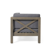 Aura - 2 Piece Outdoor Set With X Back Left Bench And Corner - Dark Gray