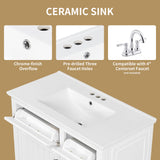 Modern Bathroom Vanity With Sink Top, Flip Drawers, Adjustable Shelf