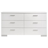 Dulcey - 6 Drawer Dresser With Accents, Bedroom Storage - Gloss White