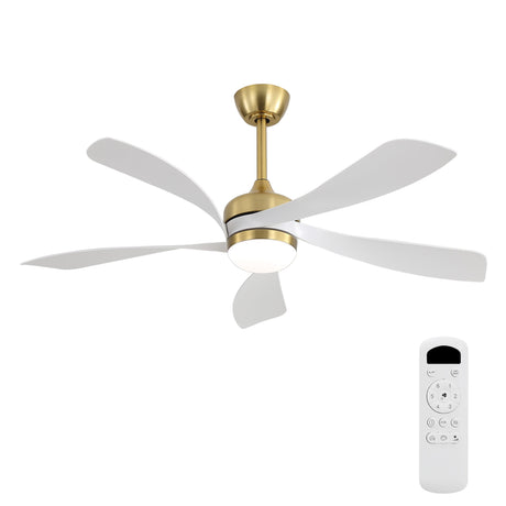 52" Indoor Ceiling Fan With 3 Color Dimmable LED Light Blades, Reversible DC Motor, Remote Control