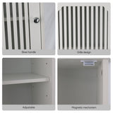 Tall Bathroom Cabinet With Adjustable Shelves, Louvered Door Floor Standing Storage Unit - White