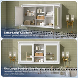 Modern Wall-Mount 2 In 1 Mirror Cabinet With Adjustable Shelves, Soft-Closing Hinges