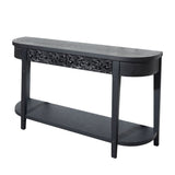 Carved Console Table With Storage Shelf For Living Room - Black