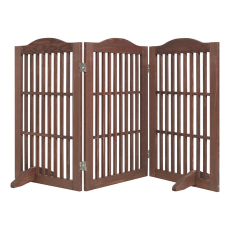 Freestanding Foldable Pet Gate For Dogs - Brown