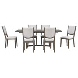 Rectangular Extendable Dining Table Set With 6 Upholstered Chairs