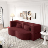 Modern Floor Sofa, With 2 Pillows, Convertible Teddy Fabric Foam Filled Bed
