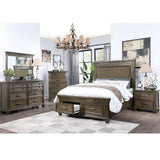 Queen Size Bed With Upholstered Headboard And Footboard Drawers - Brown