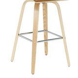 Vienna - 39.5" Swivel Bar Height Square Back Wood Bar Stool With Faux Leather Seat