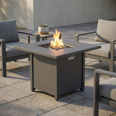 Fire Pit Table Outdoor Heater Propane Gas Burner Steel 30x25in