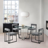 Devi Anastasia - Round Glass Dining Table Set - Matte Black