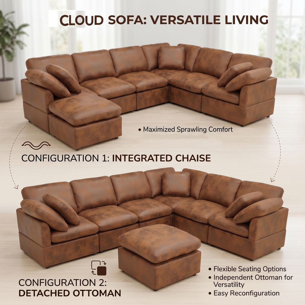 Deep Modular Cloud Sofa, Freely Configurable