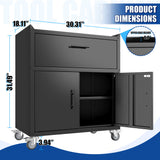 Rolling Metal Tool Storage Cabinet, Lockable Garage Storage Cabinet, Locking Metal Storage Cabinet With Wheels, Rolling Tool Chest, Assembly Required - Black