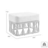 Breeze - Cream Metal Outdoor Ottoman With Cushions - Pearl