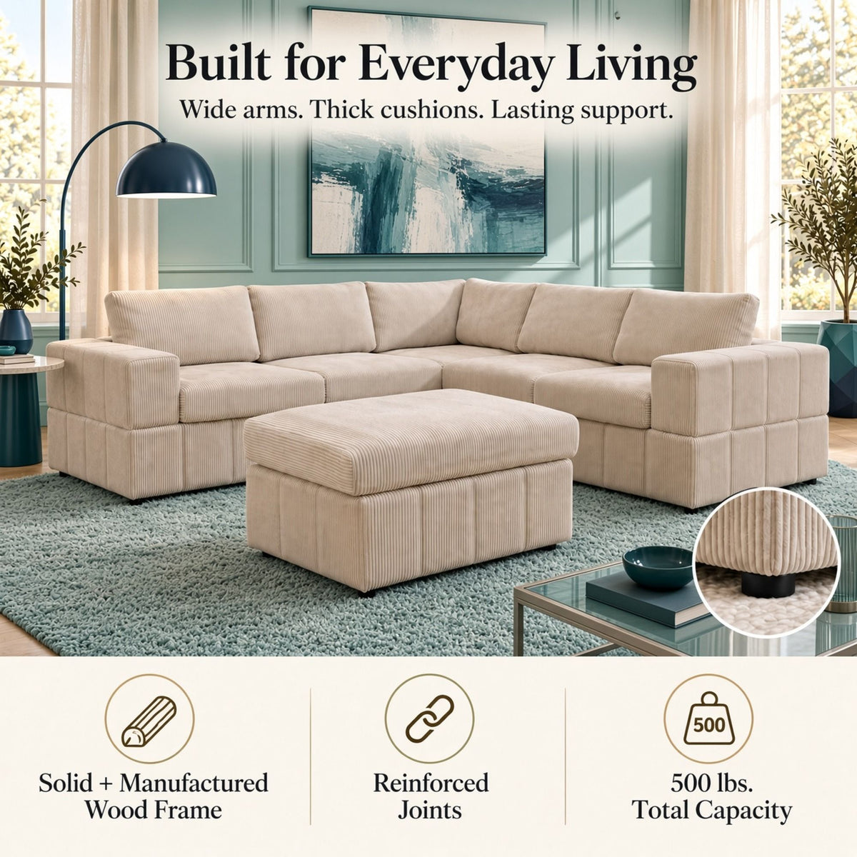 Modular Sectional Sofa, Reversible Set