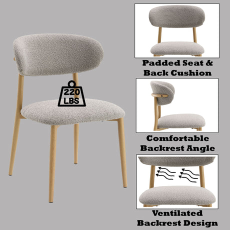 Kacey - Boucle Side Chair (Set of 2) - Gray - Chair Sets - Alpine Outlets