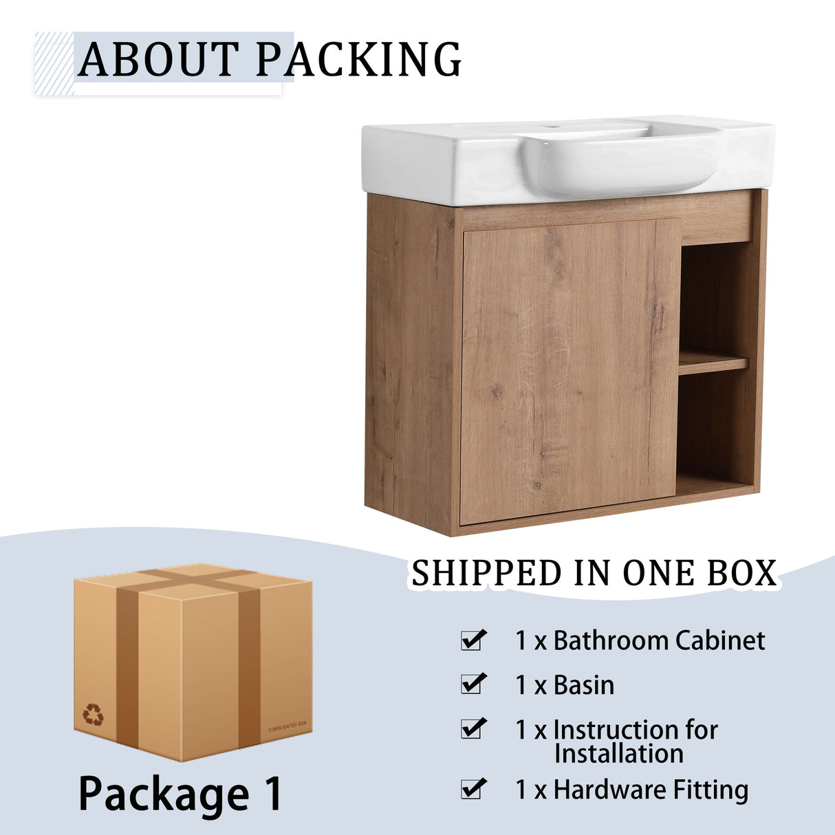 Wall Mounted Bathroom Vanity & Sink & Soft Close Door