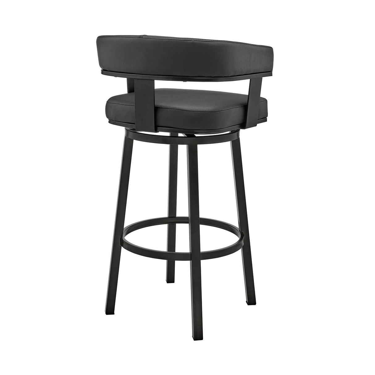Lorin - 26" Counter Height Swivel Bar Stool - Black Finish And Faux Leather