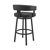 Lorin - 26" Counter Height Swivel Bar Stool - Black Finish And Faux Leather