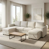 Extra Wide U - Shape Convertible Sleeper Sofa Bed With Dual Storage Ottoman