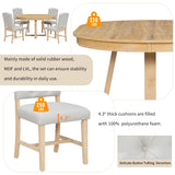 Dining Set With Leaf Round Table And 4 Upholstered Chairs