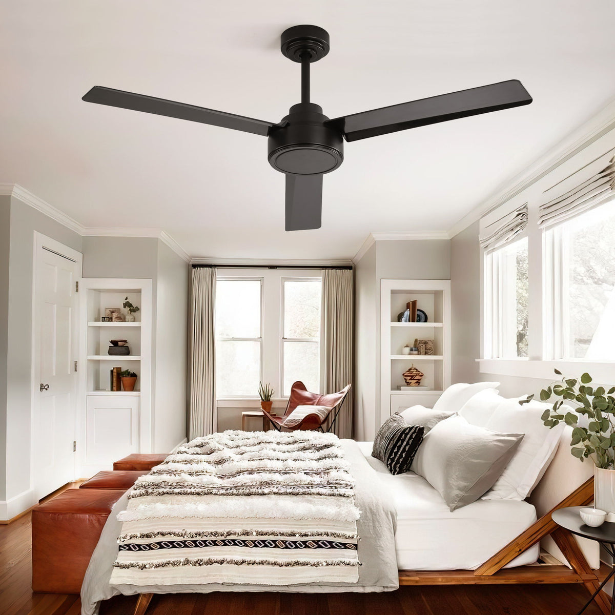 52" Ceiling Fan With Remote Control, 6 Speed Reversible DC Motor, 3 Blades