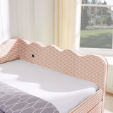 Gingham Daybed With USB Charging Port, Wave-Shaped Design