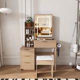 Modern Vanity Desk With 3 LED Lighting Modes, 4 Drawers