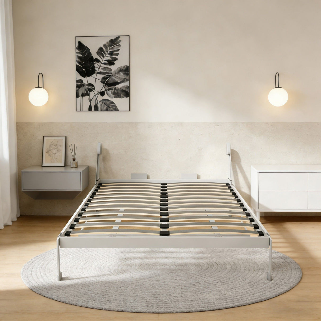 Queen Size Cabinet Wall Bed Mechanism With Desk - Gray